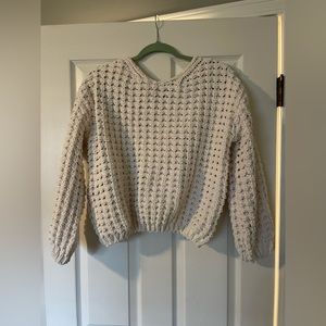 JustFab White Sweater, Size Large